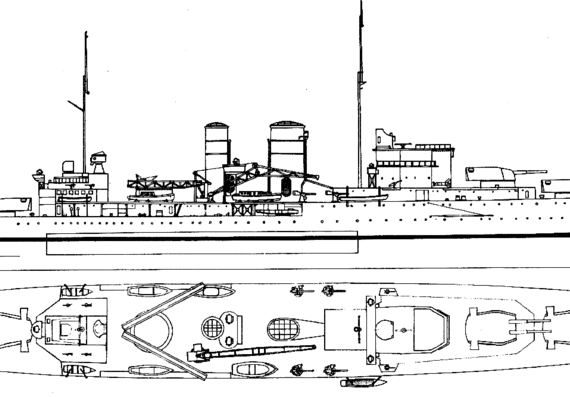 Корабль HMS Exeter [Heavy Cruiser] (1939) - чертежи, габариты, рисунки